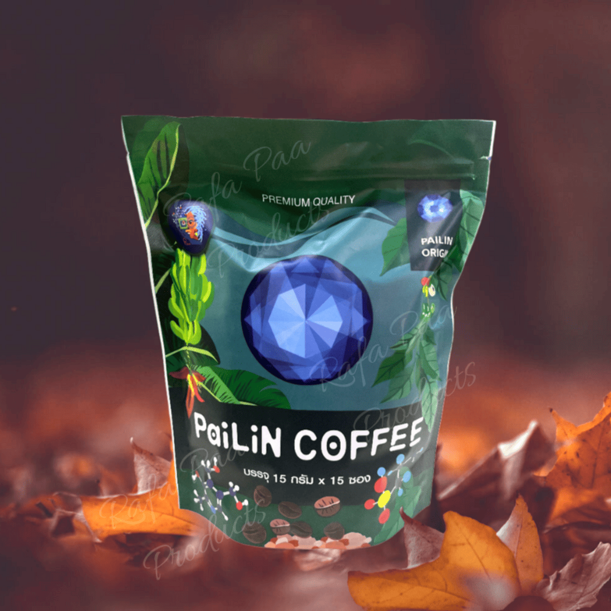 ไพลินค้อฟฟี่ กาแฟปรุงสำเร็จชนิดผงตราไพลิน กาแฟสำหรับคนเป็นกรดไหลย้อนก็ทานได้ เหมาะสำหรับผู้มีปัญหากระเพาะอาหาร และลำไส้ ป๋าสันติ หมอนอกกะลา